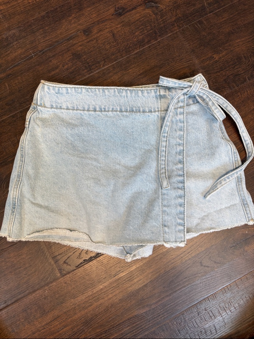 Altar'd State Light Blue Denim Wrap Skort